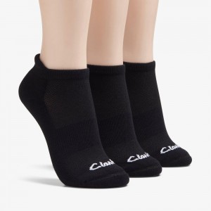 Black Clarks 3 Pack Solid Athletic Women Socks | 9542FDERV