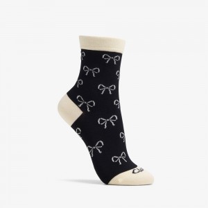 Black Clarks Bow Crew Bamboo Women Socks | 1879RNFWC