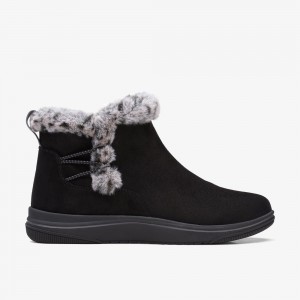 Black Clarks Breeze Fur Women Boots | 8157AQPYN