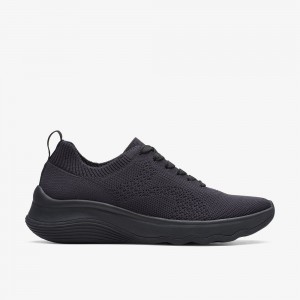 Black Clarks Circuit Tie Women Sneakers | 2461UBCPR