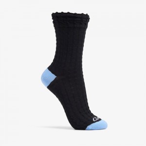 Black Clarks Waffle Crew Women Socks | 8517GNQWO