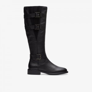 Black Leather Clarks Cologne Up Women Boots | 7046QYPWF