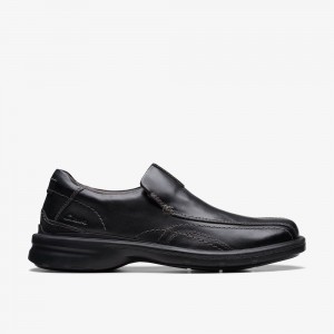 Black Leather Clarks Gessler Step Men Loafers | 5642PFBTL