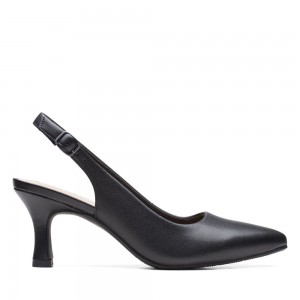 Black Leather Clarks Kataleyna Step Women Pumps | 6271HIEOF