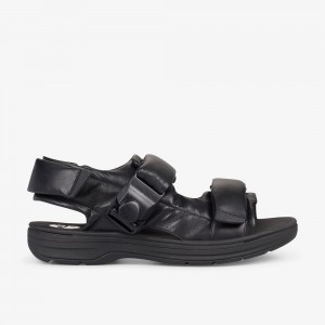 Black Leather Clarks Martine Rose Mens Men Sandals | 0529XSYMI