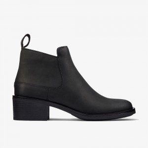 Black Leather Clarks Memi Zip Women Boots | 9178VBYLW