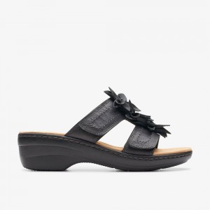 Black Leather Clarks Merliah Raelyn Women Sandals | 6254BDTQY