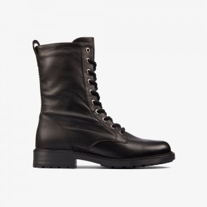 Black Leather Clarks Orinoco 2 Style Women Boots | 2876FKWDM