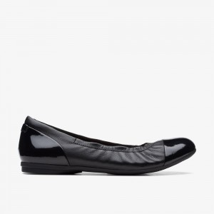 Black Leather Clarks Rena Jazz Women Ballet Flats | 7569NWGKS