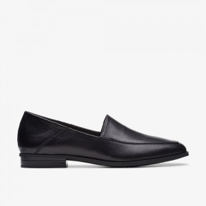 Black Leather Clarks Sarafyna Freva Women Loafers | 9461ANUSL