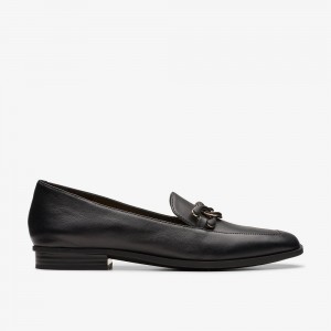 Black Leather Clarks Sarafyna Rae Women Loafers | 4315BLHFM