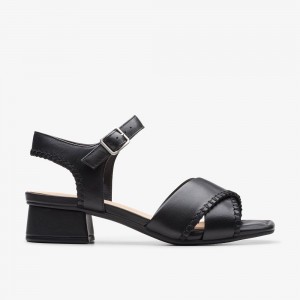 Black Leather Clarks Serina 35 Cross Women Sandals | 3580ORDCB