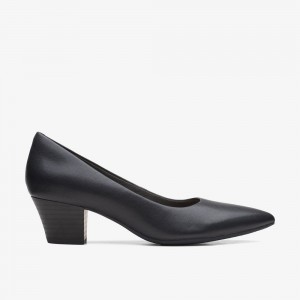 Black Leather Clarks Teresa Step Women Pumps | 2503TQYZI