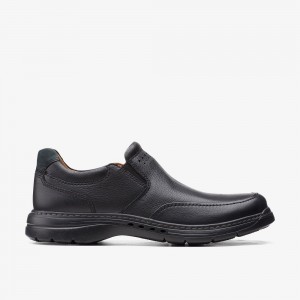 Black Leather Clarks Un Brawley Step Men Loafers | 5842NYEXP