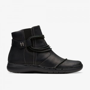 Black Leather Clarks Un Loop Up Men Boots | 6472LMCOJ