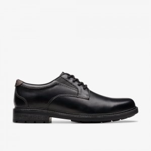 Black Leather Clarks Un Shire Low Men Oxfords | 4269PHUBM