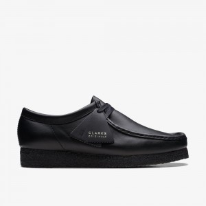 Black Leather Clarks Wallabee Men Loafers | 7862YXRGI