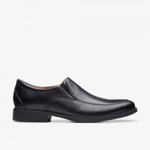 Black Leather Clarks Whiddon Step Men Loafers | 6398ARSGF