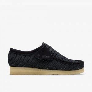 Black Mesh Clarks Wallabee Men Loafers | 2940KCGHF