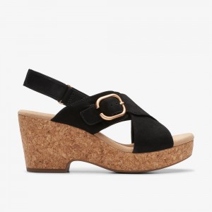 Black Nubuck Clarks Giselle Dove Women Sandals | 1302LJPDZ