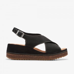 Black Nubuck Clarks Kassanda Step Women Sandals | 9307KAUQJ