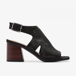 Black Nubuck Clarks Siara 65 Flow Women Sandals | 0517CSZEO