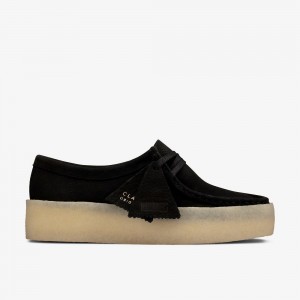 Black Nubuck Clarks Wallabee Cup Women Loafers | 0824YQEWA