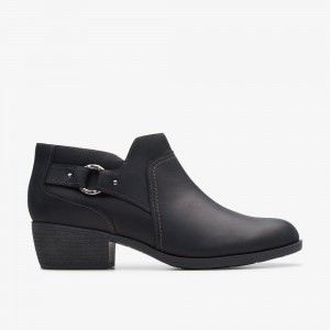 Black Oily Leather Clarks Charlten Grace Women Boots | 5039NHILO