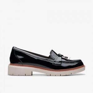 Black Patent Clarks Westlynn Bella Women Loafers | 4937BKGCH