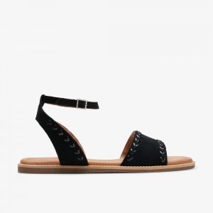 Black Suede Clarks Maritime May Women Sandals | 9413RFEVO