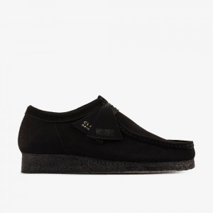 Black Suede Clarks Wallabee Women Loafers | 0543RNFTU