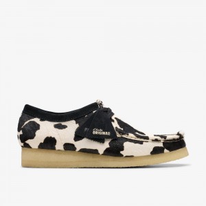 Black White Clarks Wallabee Women Loafers | 3268QTDNP