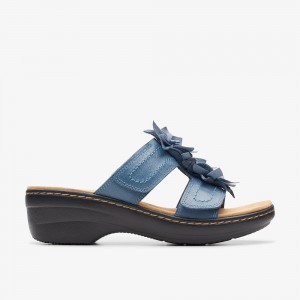 Blue Leather Clarks Merliah Raelyn Women Sandals | 6430IPSYH