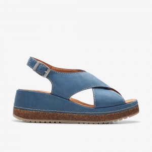 Blue Nubuck Clarks Kassanda Step Women Sandals | 4709AEJKU