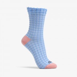 Bright Blue Clarks Waffle Crew Women Socks | 9210WXTRF