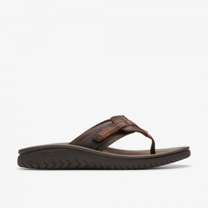 Brown Clarks WESLEY SUN Men Sandals | 6157CEYWG