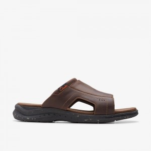 Brown Clarks Walkford Band Men Sandals | 2860VUSEK