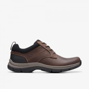 Brown Leather Clarks Walpath Low Men Derby Shoes | 1458GBOSN