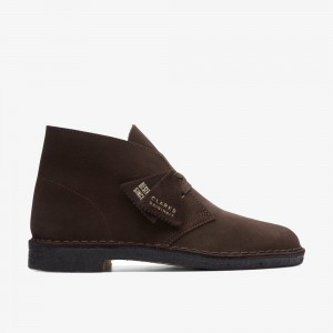 Brown Suede Clarks Desert Men Boots | 5129VXGBS