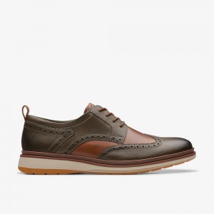 Dark Olive Combination Clarks Chantry Wing Men Oxfords | 1873PAEFS