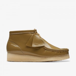 Dark Olive Patent Clarks Wallabee Women Boots | 2801WRPEH