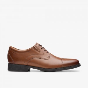 Dark Tan Leather Clarks Whiddon Cap Men Oxfords | 6980BCWHN