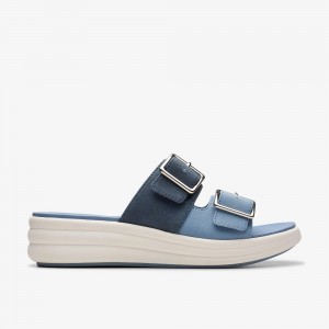 Denim Combination Clarks Drift Buckle Women Sandals | 4701MOSIG