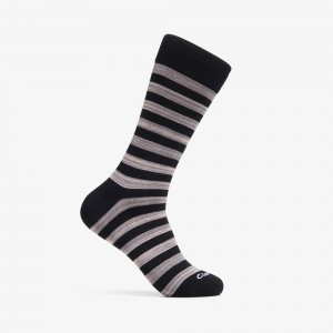 Grey/Black Clarks Thick Stripe Marled Crew Men Socks | 3486DRBGS