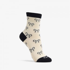 Ivory Clarks Bow Crew Bamboo Women Socks | 4970OBCYE