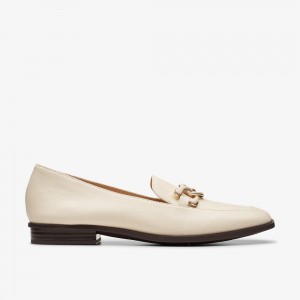 Ivory Leather Clarks Sarafyna Rae Women Loafers | 0823PGSVX