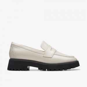 Ivory Leather Clarks Stayso Edge Women Loafers | 3809QWIEX