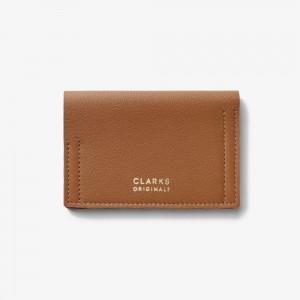 Light Tan Leather Clarks Desert Card Men Wallets | 5870KDGRB