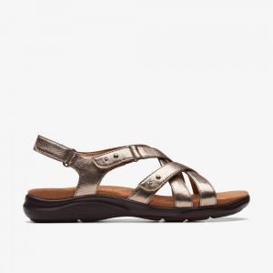 Metallic Clarks Kitly Go Women Sandals | 6724AQJXV