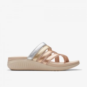 Metallic Multicolor Clarks Glide Hi Iris Women Sandals | 7435EDGZY